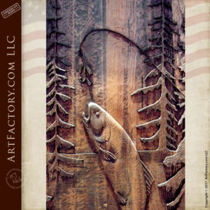 fishing theme carved wood door log cabin entrance door