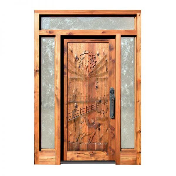 hand carved western door