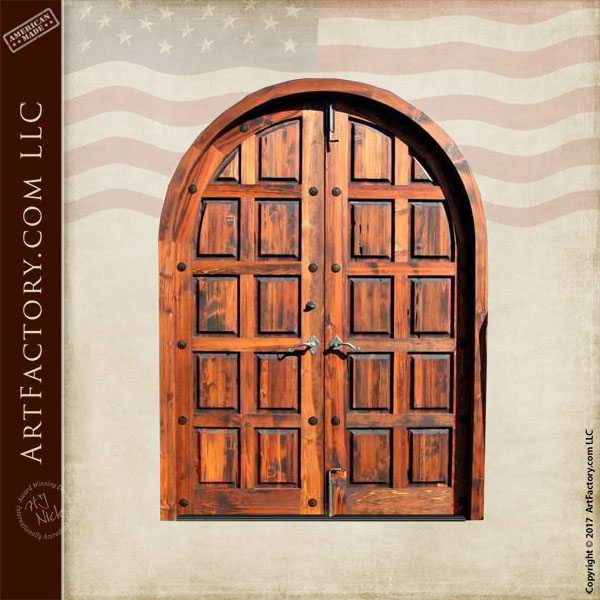 arched wood panel double doors