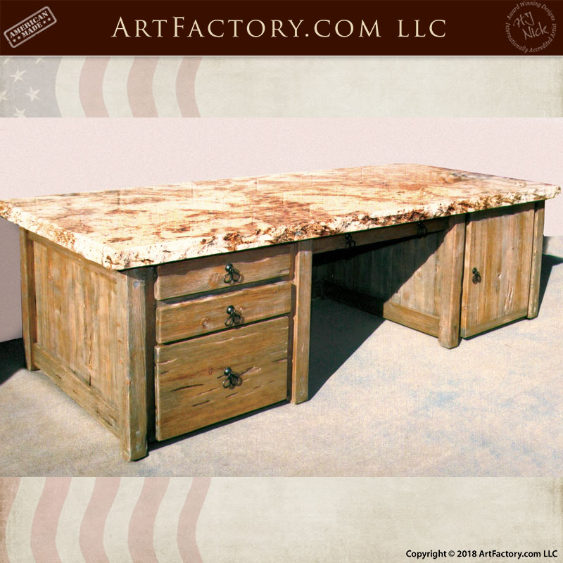 granite top wood desk