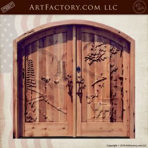 mountain carved double doors