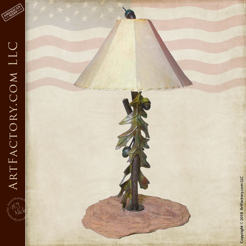 oak leaf themed table lamp