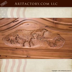 French equestrian hand carved bed