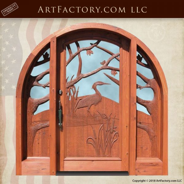heron hand carved front door