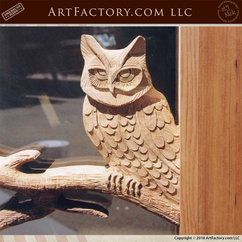 hand carved owl close up