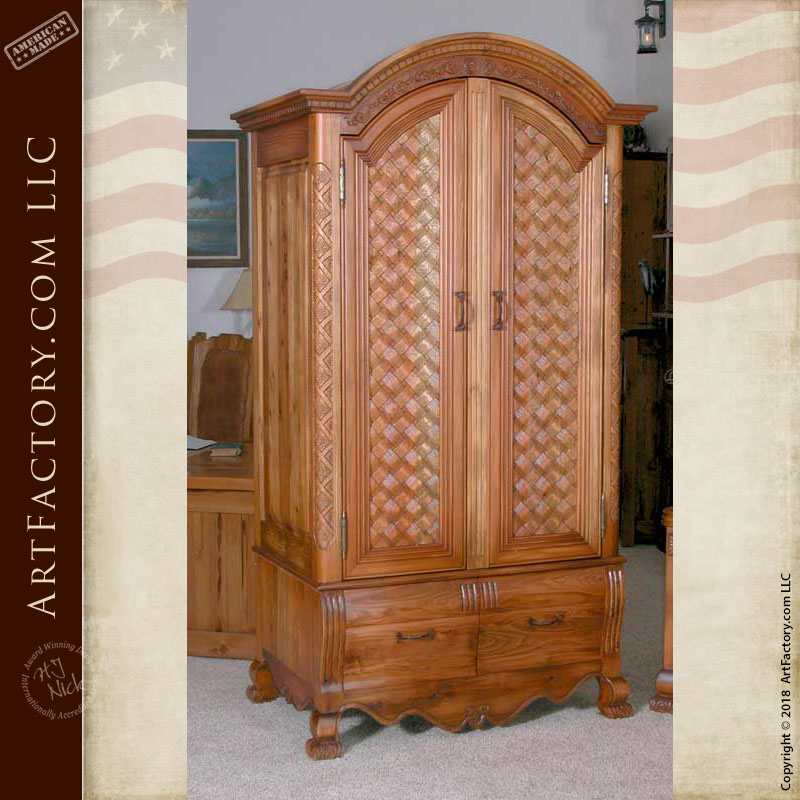 basket weave design French style armoire