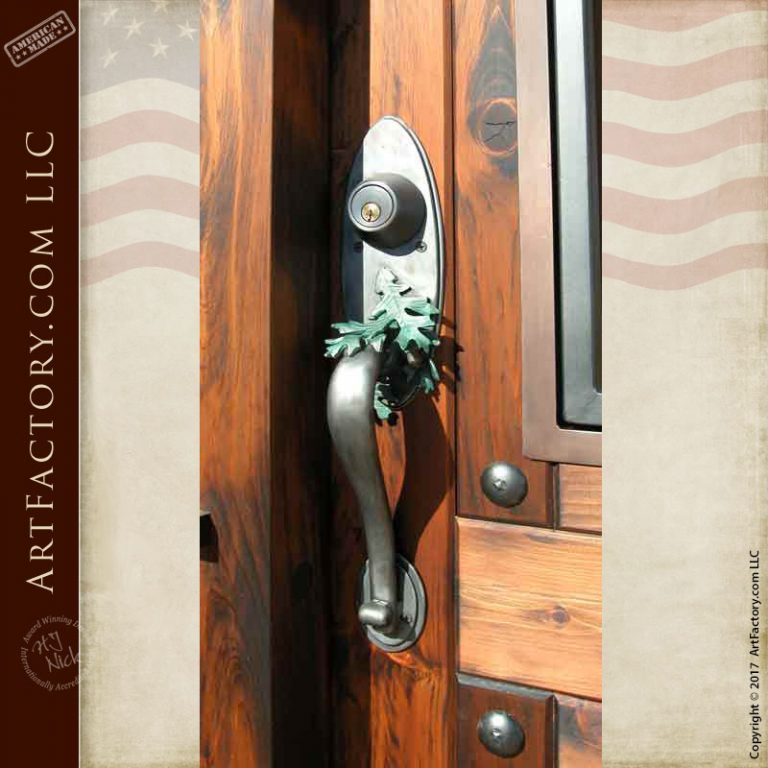 Custom Oak Leaf Door Handle: Nature Themed Door Hardware