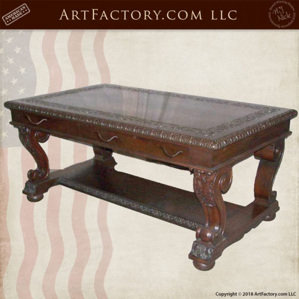 carved wooden writing table