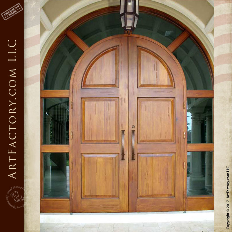 arched 3 panel double doors