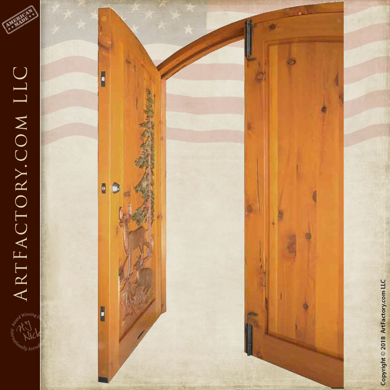 American Wilderness hand carved door