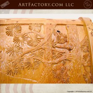headboard carvings close up