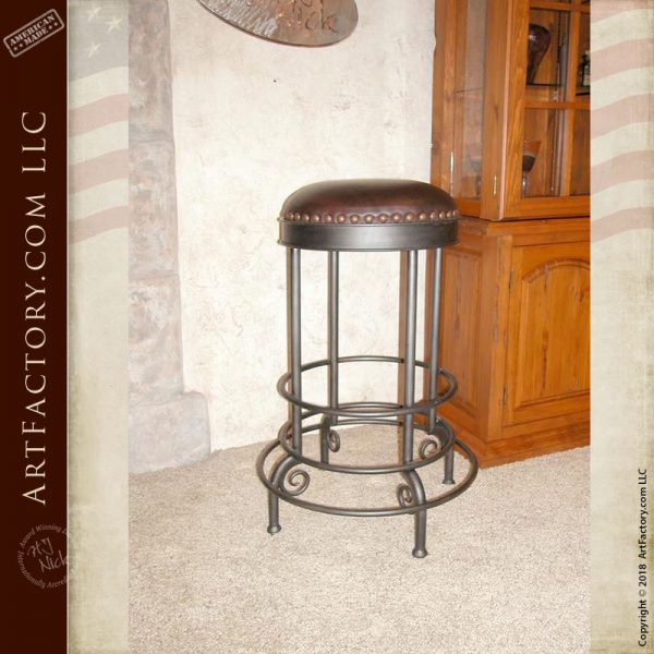 Hand Forged Iron Bar Stools With Full, Lone Star Bar Stools