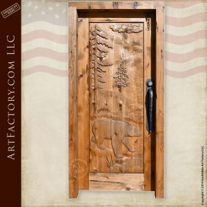 brown bear hand carved door