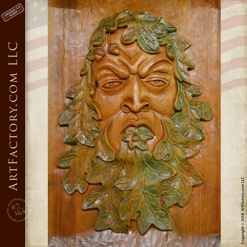 green man hand carved door