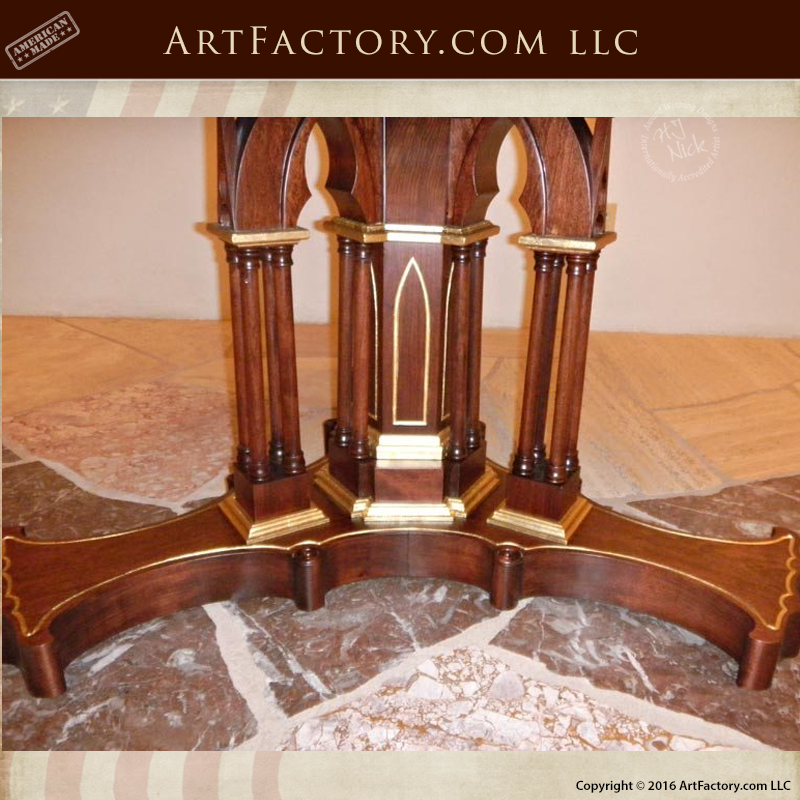 Cherry Wood Foyer Table Solid Wood, 24KT Gold Leaf Gilded