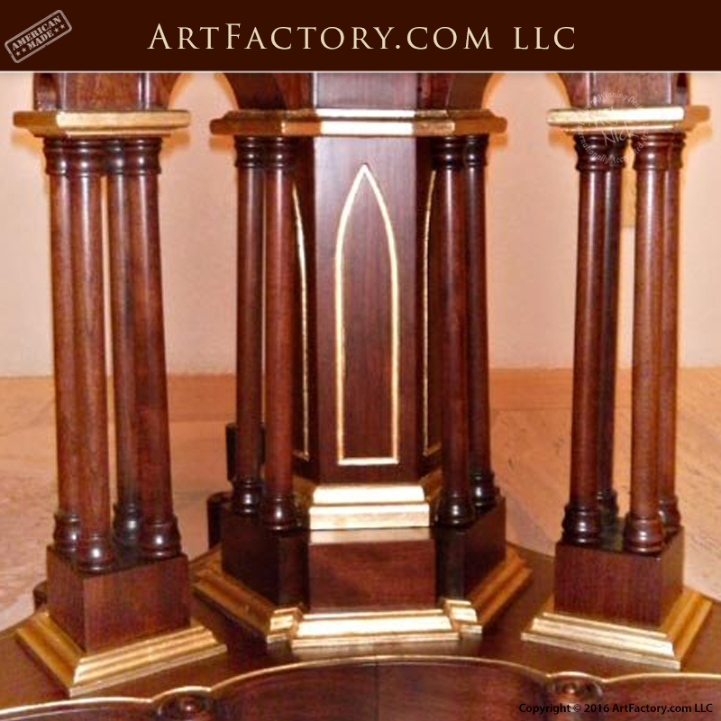 Cherry Wood Foyer Table Solid Wood, 24KT Gold Leaf Gilded