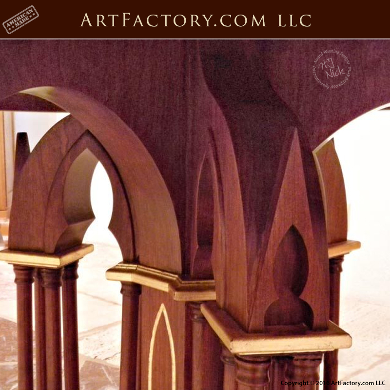 Cherry Wood Foyer Table Solid Wood, 24KT Gold Leaf Gilded