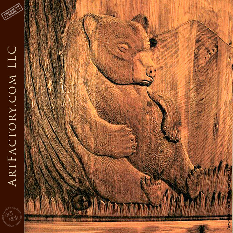 Door Hand Carved with Sleeping Bear