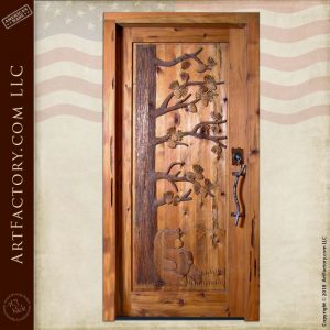 custom bear hand carved door