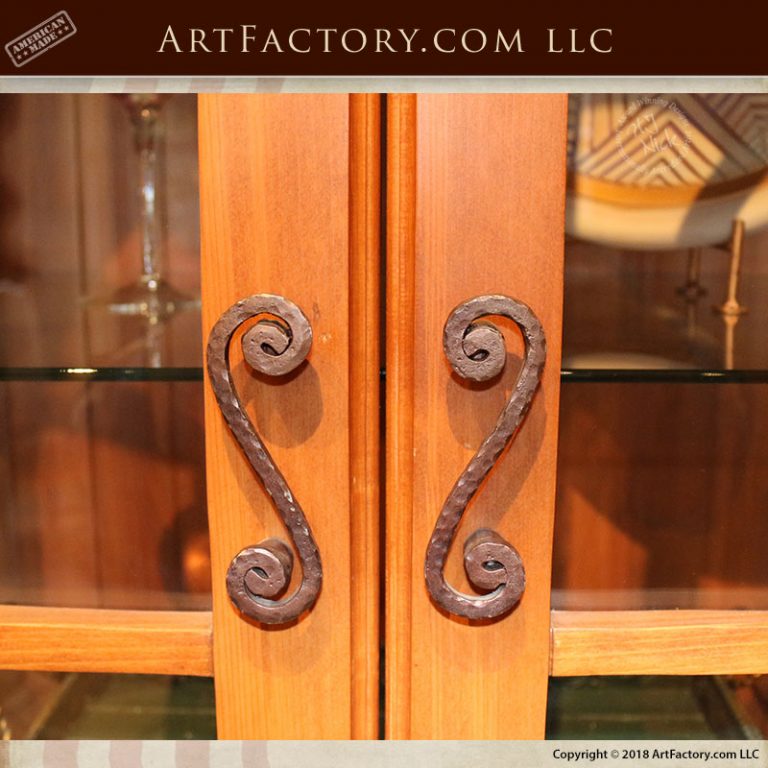 Custom Hand Forged Cabinet Pulls Wrought Iron Drawer Handles   Custom Wooden China Cabinet 3 768x768 