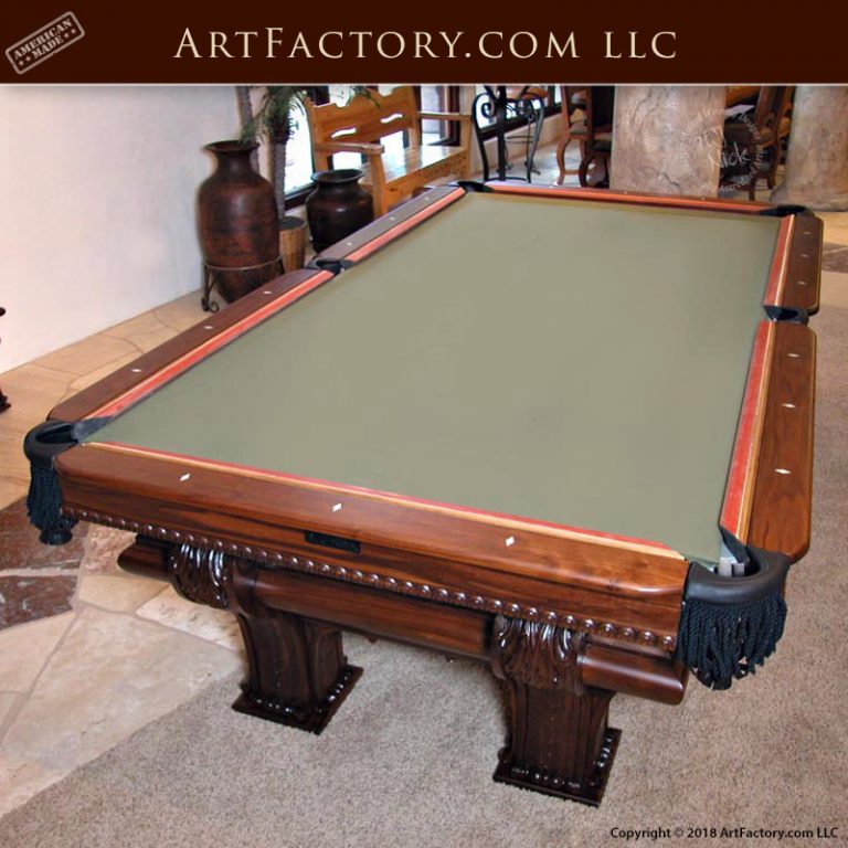Custom Carved Walnut Pool Table - Handmade Six Leg F X Ganter's Style