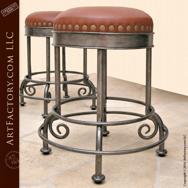 iron leather bar stool