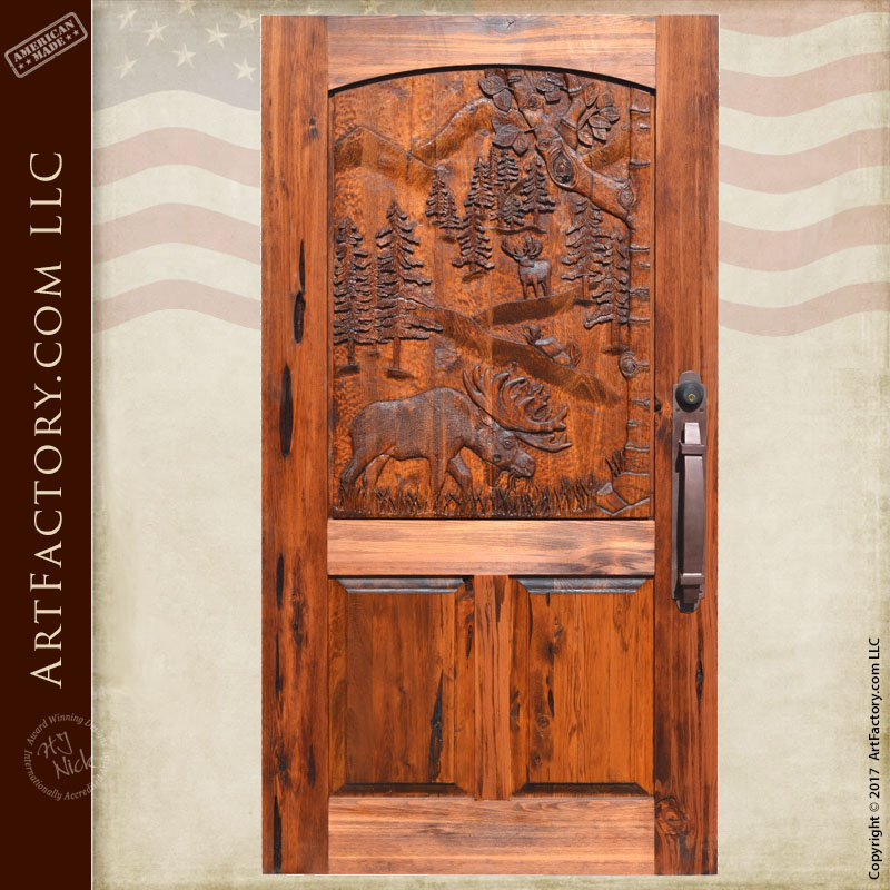 moose theme carved door
