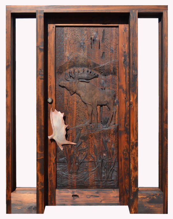 hand carved moose door