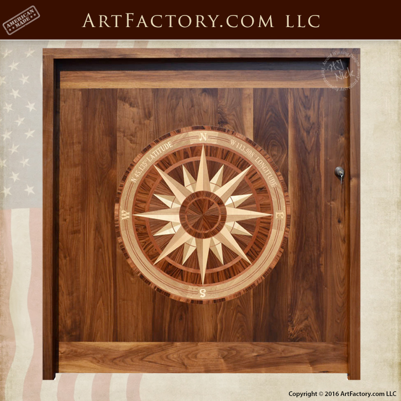 Nautical Compass Entrance Door - Marquetry Inlay - Custom ... (800 x 800 Pixel)