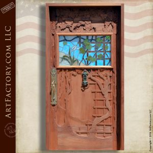 Stained Glass Carved Wine Door