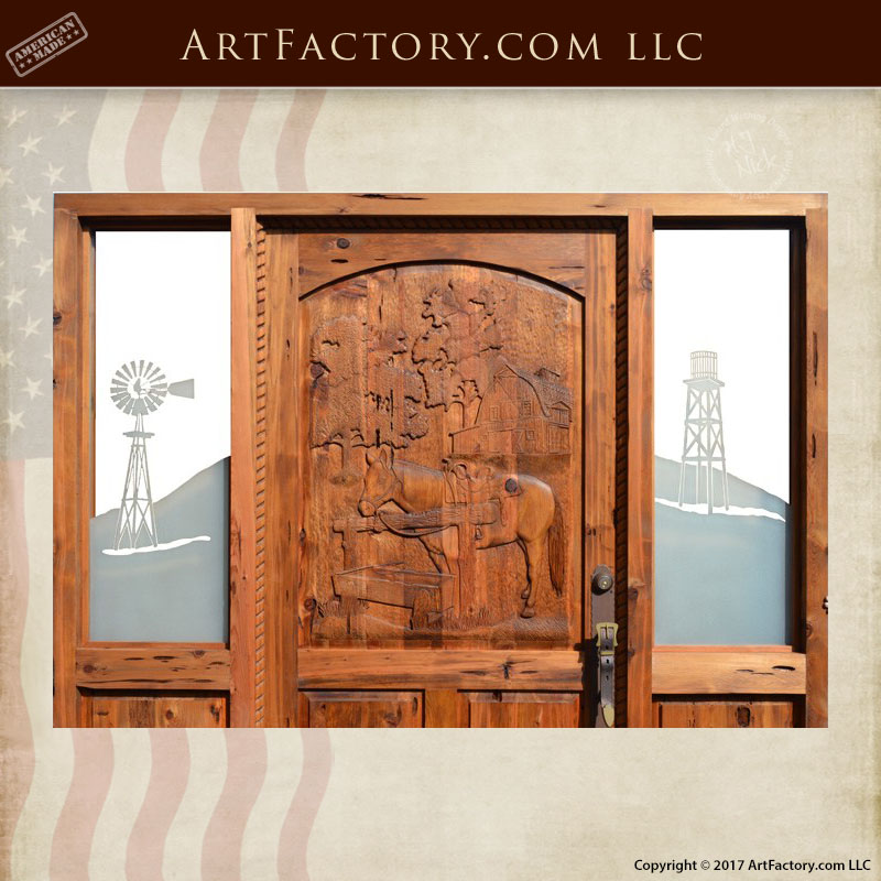hand carved horse door