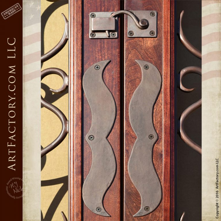 Custom Art Nouveau Hardware Iron Latch and Push Plates