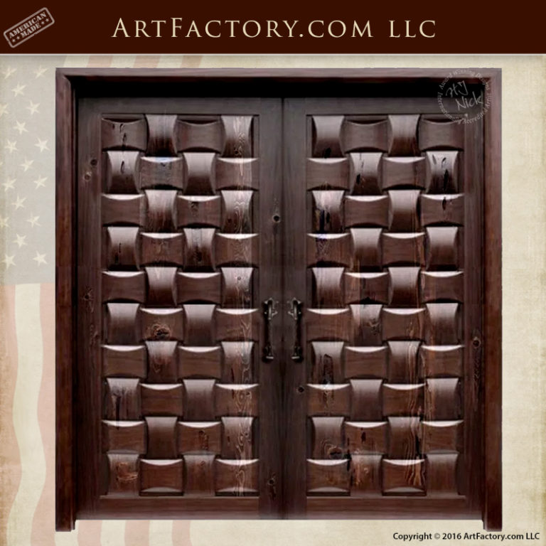 Hand Carved Basket Weave Doors Thick Solid Wood Handmade