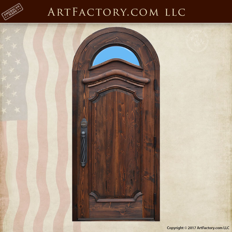 hand carved arched wood door