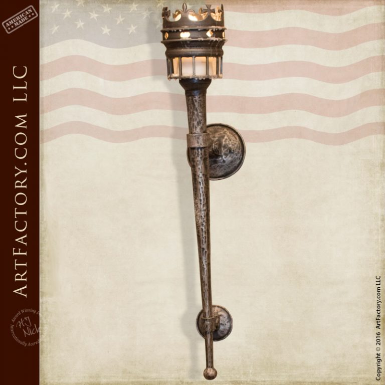 Custom Medieval Wall Torch Sconce Hand Wrought Iron