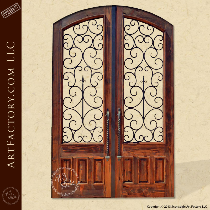 French ironwork wooden double gate