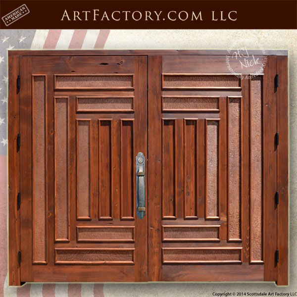 copper inlay craftsman double doors