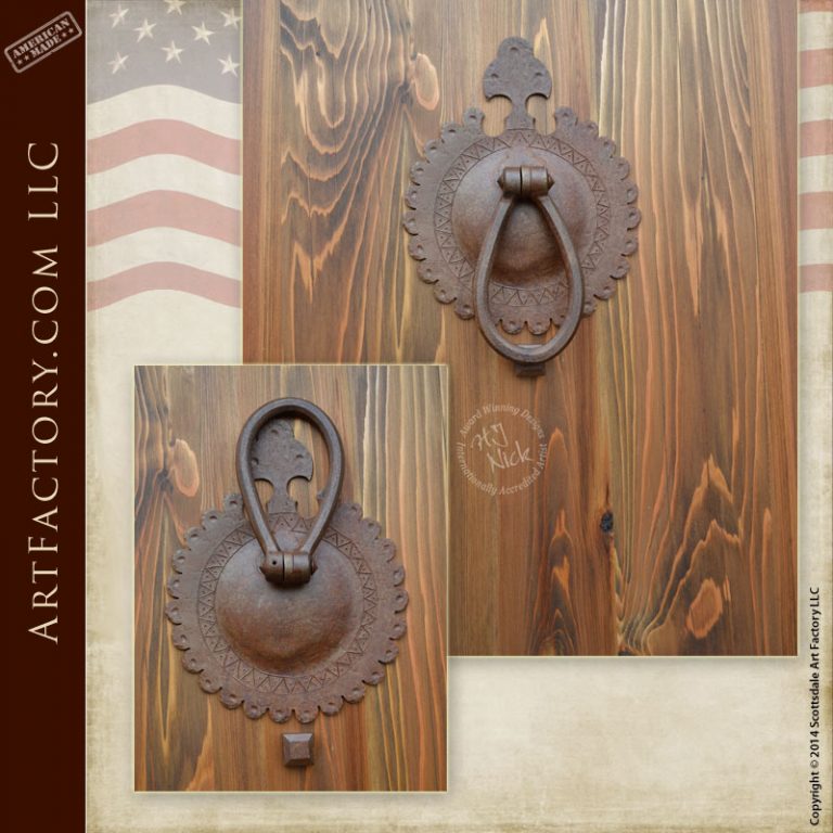 Rosette Inspired Custom Door Knocker Master Blacksmith Hand
