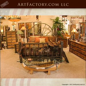 Western Style Wagon Wheel Bed Set With Western Style Nightstand
