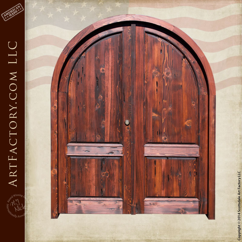 arched wooden double doors