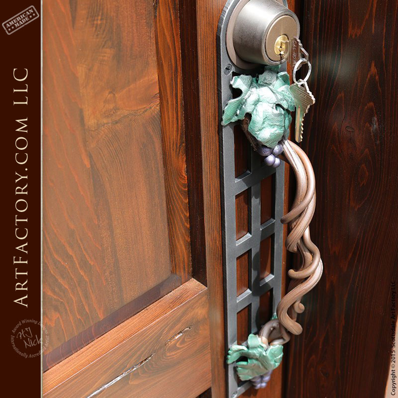 Custom Wooden Entrance Door: With Custom Hand Forged Door Pull (800 x 800 Pixel)