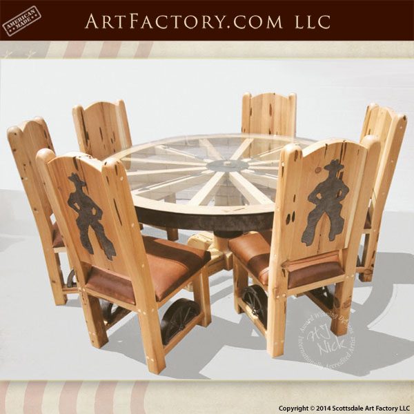 wagon wheel cowboy dining set