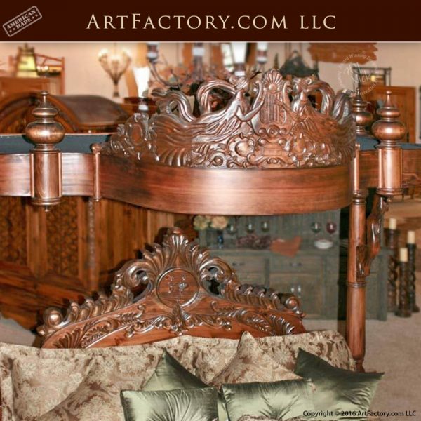 Hand Carved Walnut Bed: Fine Art Wood Carvings By Master Craftsmen