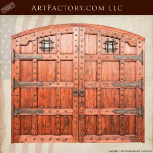 custom castle entrance doors with medieval style ring door pull