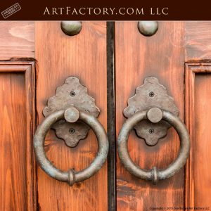 custom castle entrance doors with medieval style ring door pull