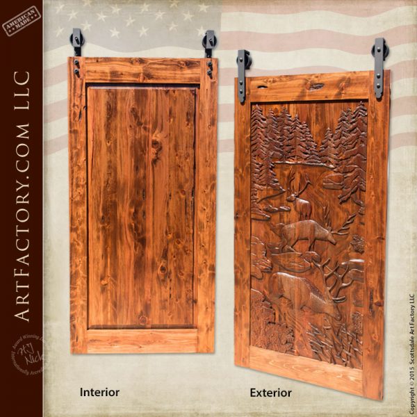 custom barn doors, hand carved barn door