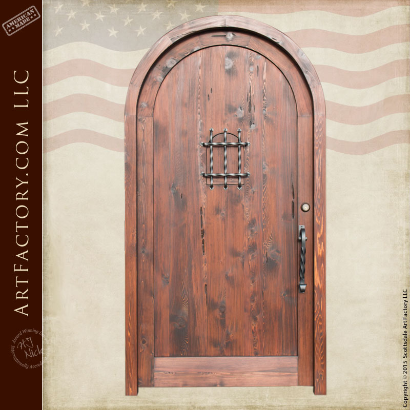 arched solid wood front door