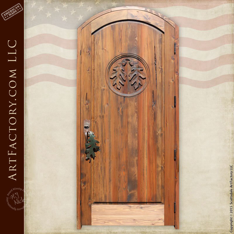 oak leaf hand carved door
