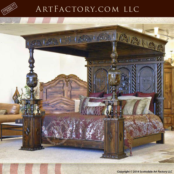 Hand Carved Medieval Canopy Bed: Inspired By Ireland&#039;s Castle Oliver