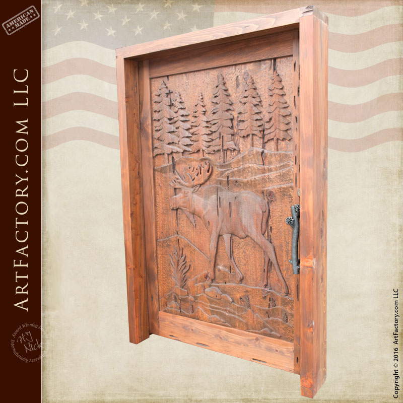 custom moose hand carved door